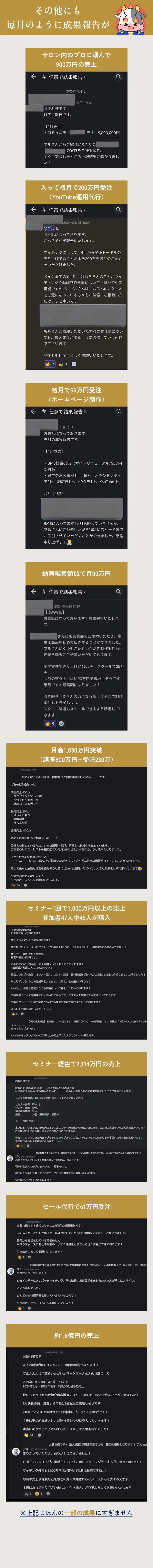 その他にも毎月のように成果報告が